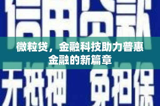 凤林微粒贷，金融科技助力普惠金融的新篇章
