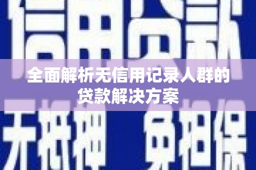 凤林全面解析无信用记录人群的贷款解决方案